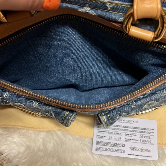 LOUIS VUITTON Speedy Neo Handbag Blue Monogram Denim Satchel - Picture 8 of 13